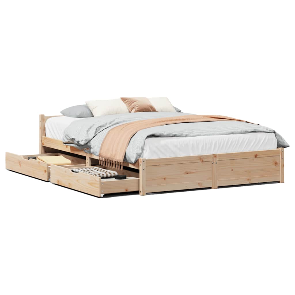 Bedframe zonder matras massief grenenhout 135x190 cm is nu te koop bij PeponiXL, paradijselijk wonen!