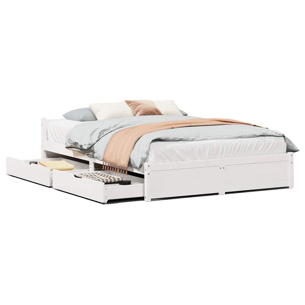 Bedframe zonder matras massief grenenhout wit 140x190 cm is nu te koop bij PeponiXL, paradijselijk wonen!