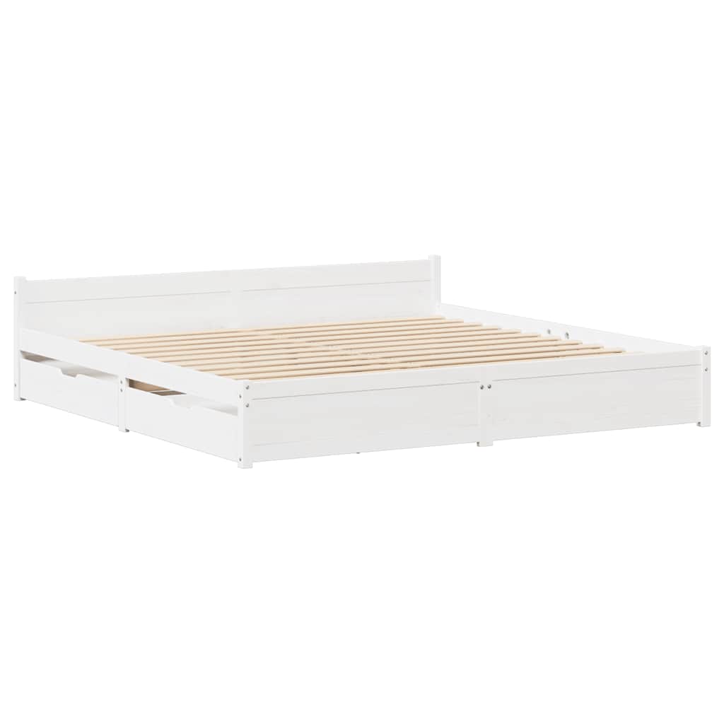 Bedframe zonder matras massief grenenhout wit 140x190 cm is nu te koop bij PeponiXL, paradijselijk wonen!