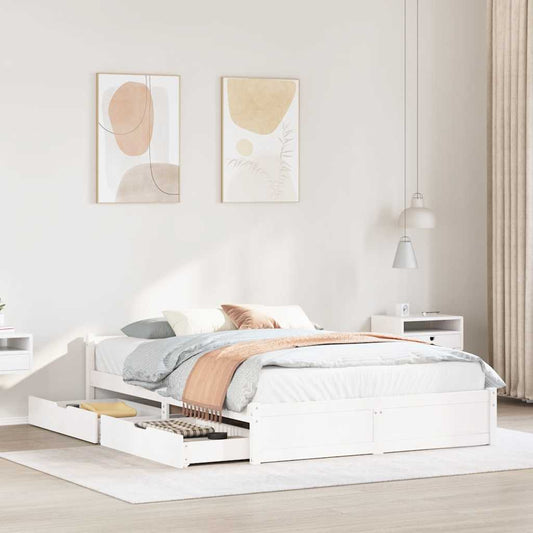 Bedframe zonder matras massief grenenhout wit 120x200 cm is nu te koop bij PeponiXL, paradijselijk wonen!
