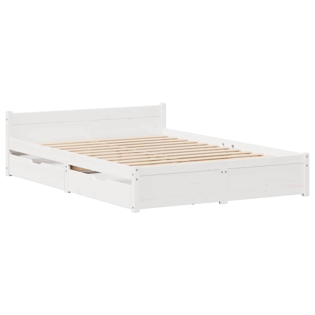 Bedframe zonder matras massief grenenhout wit 140x200 cm is nu te koop bij PeponiXL, paradijselijk wonen!