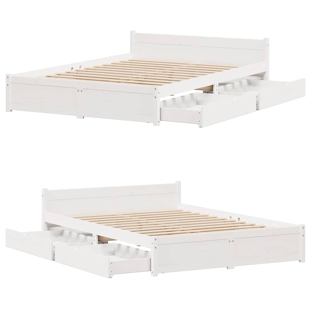 Bedframe zonder matras massief grenenhout wit 140x200 cm is nu te koop bij PeponiXL, paradijselijk wonen!