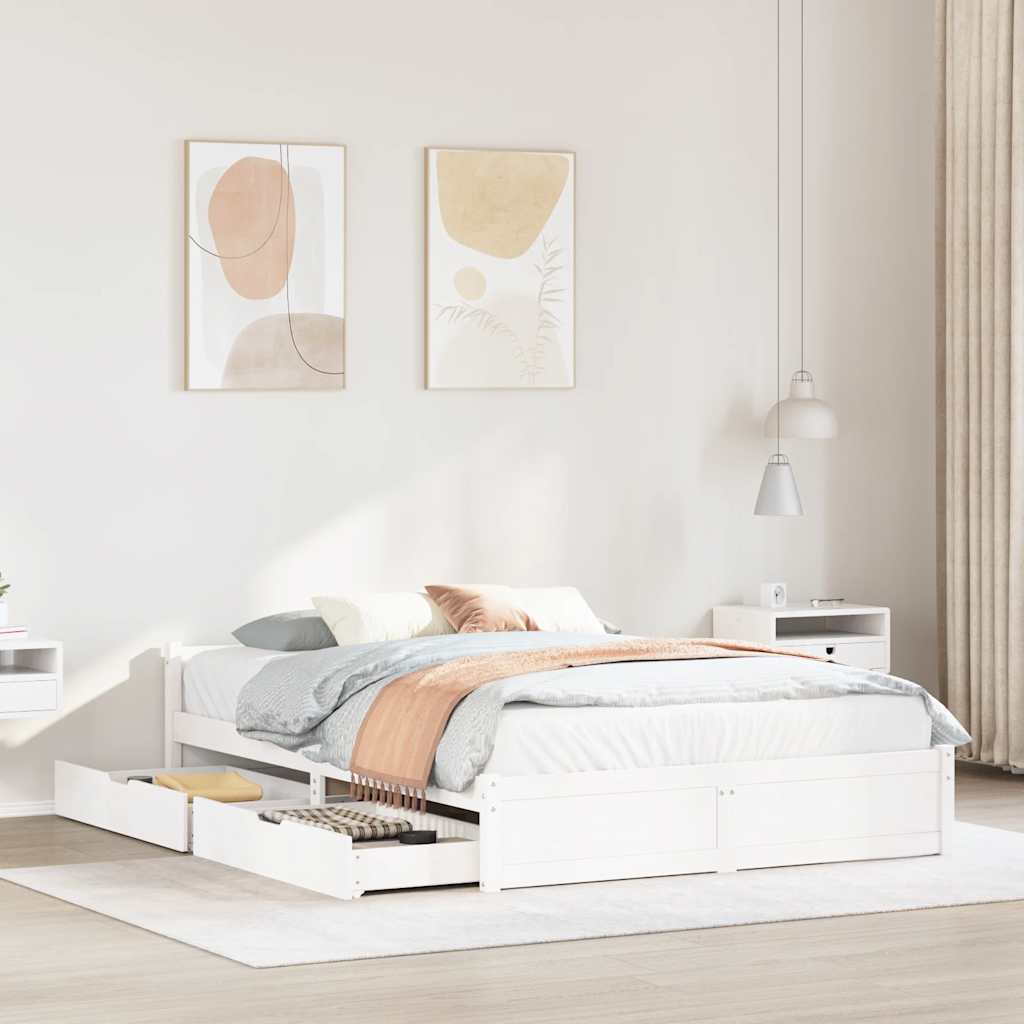 Bedframe zonder matras massief grenenhout wit 140x200 cm is nu te koop bij PeponiXL, paradijselijk wonen!