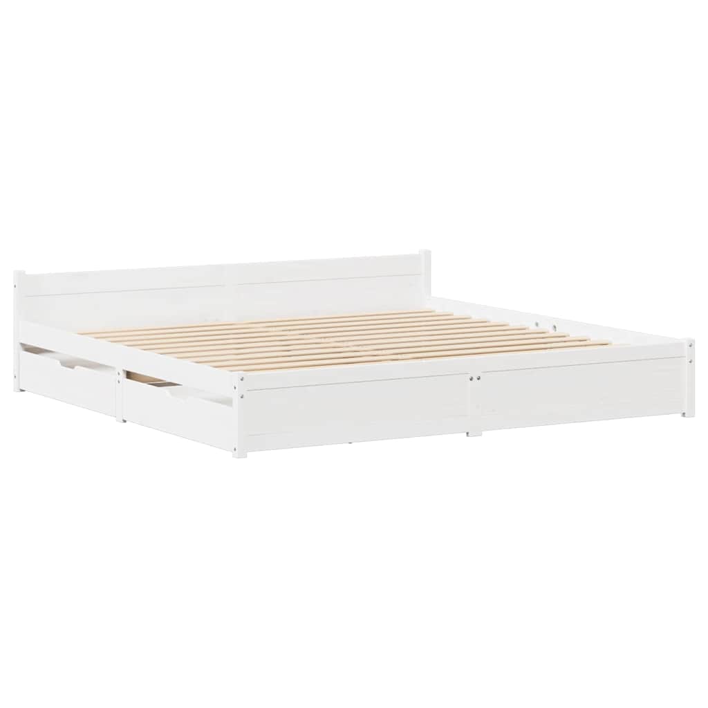 Bedframe zonder matras massief grenenhout wit 150x200 cm is nu te koop bij PeponiXL, paradijselijk wonen!