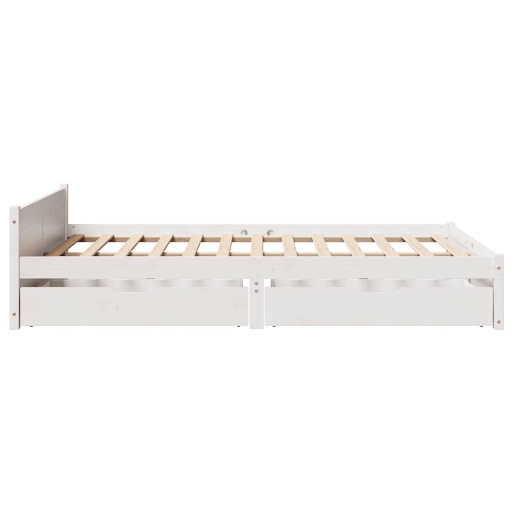 Bedframe zonder matras massief grenenhout wit 150x200 cm is nu te koop bij PeponiXL, paradijselijk wonen!