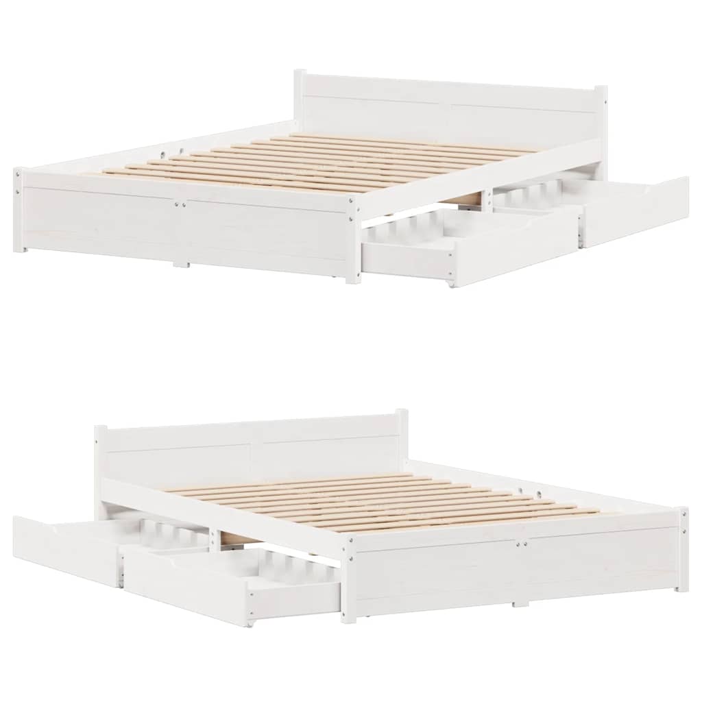 Bedframe zonder matras massief grenenhout wit 150x200 cm is nu te koop bij PeponiXL, paradijselijk wonen!