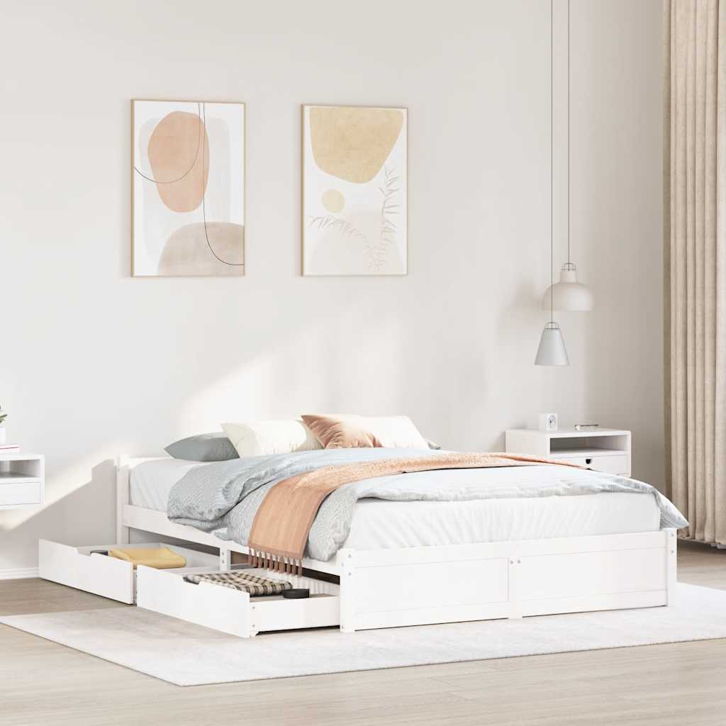 Bedframe zonder matras massief grenenhout wit 150x200 cm is nu te koop bij PeponiXL, paradijselijk wonen!
