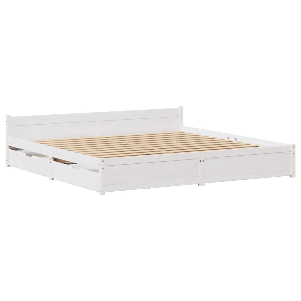 Bedframe zonder matras massief grenenhout wit 160x200 cm is nu te koop bij PeponiXL, paradijselijk wonen!