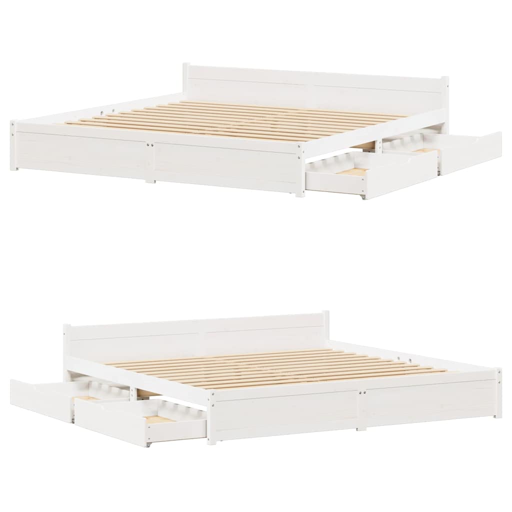 Bedframe zonder matras massief grenenhout wit 160x200 cm is nu te koop bij PeponiXL, paradijselijk wonen!