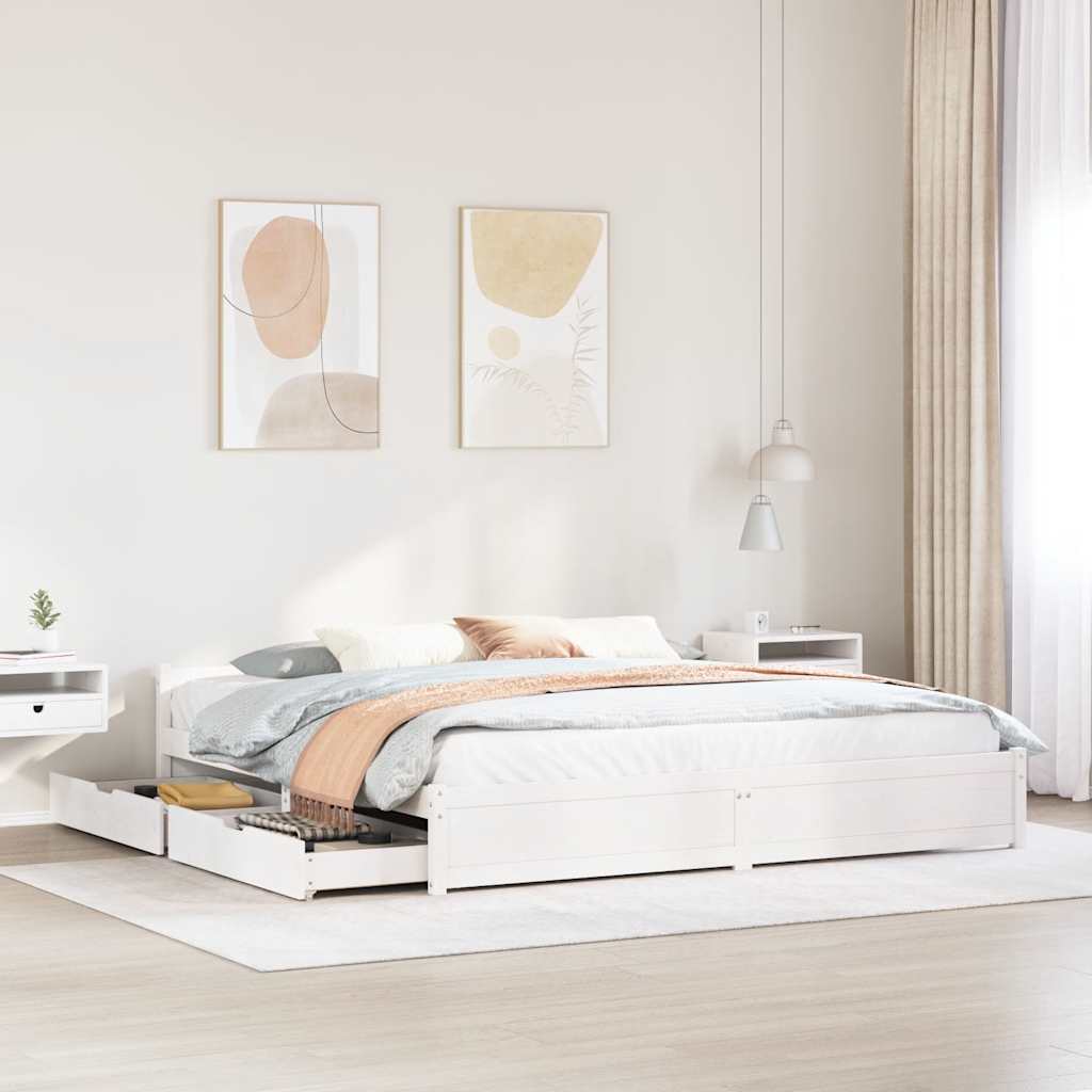 Bedframe zonder matras massief grenenhout wit 160x200 cm is nu te koop bij PeponiXL, paradijselijk wonen!