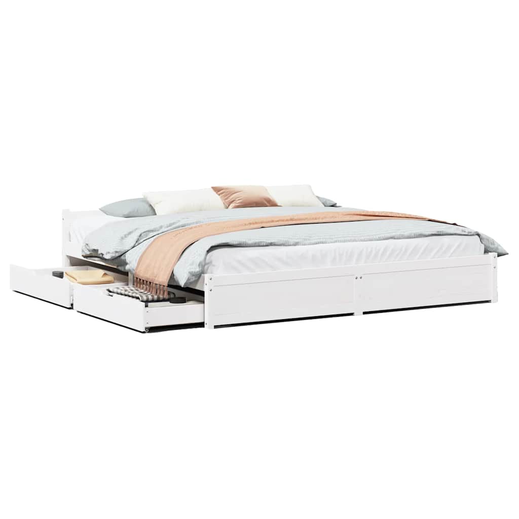 Bedframe zonder matras massief grenenhout wit 180x200 cm is nu te koop bij PeponiXL, paradijselijk wonen!
