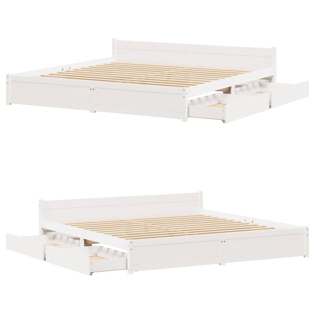 Bedframe zonder matras massief grenenhout wit 180x200 cm is nu te koop bij PeponiXL, paradijselijk wonen!