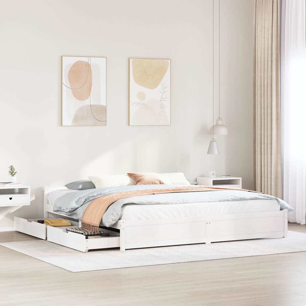 Bedframe zonder matras massief grenenhout wit 180x200 cm is nu te koop bij PeponiXL, paradijselijk wonen!