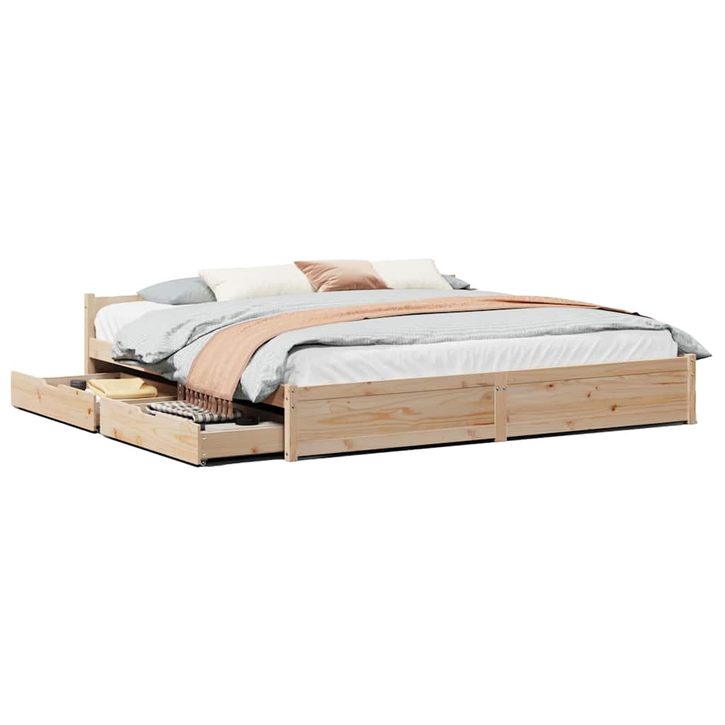 Bedframe zonder matras massief grenenhout 200x200 cm is nu te koop bij PeponiXL, paradijselijk wonen!