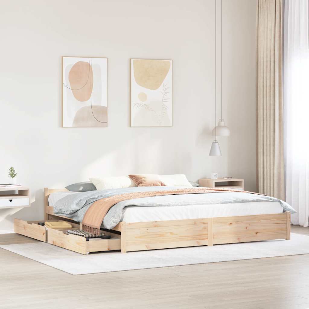 Bedframe zonder matras massief grenenhout 200x200 cm is nu te koop bij PeponiXL, paradijselijk wonen!
