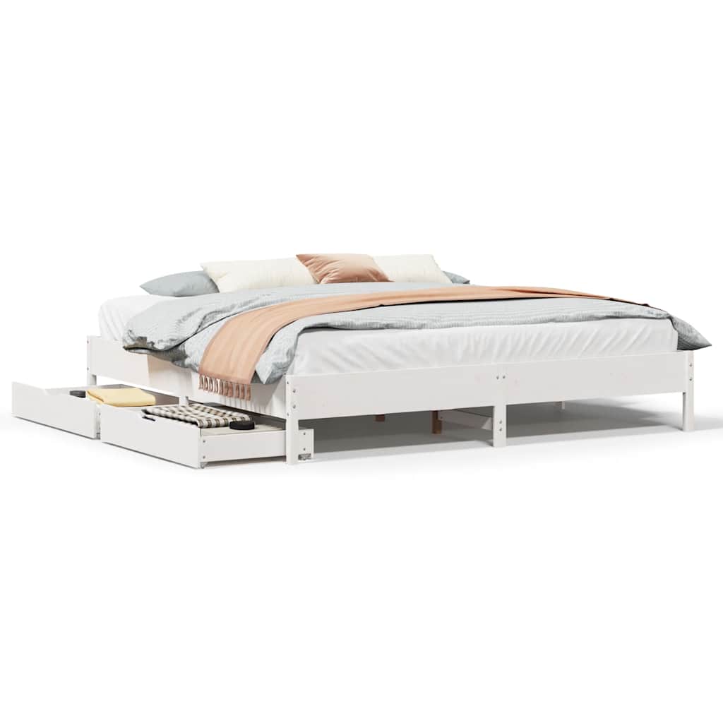 Bedframe zonder matras massief grenenhout wit 200x200 cm is nu te koop bij PeponiXL, paradijselijk wonen!