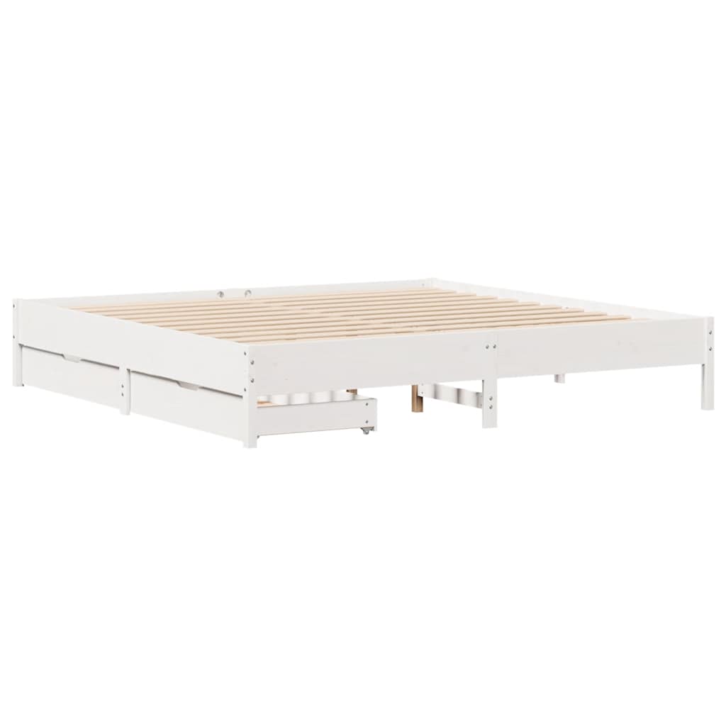 Bedframe zonder matras massief grenenhout wit 200x200 cm is nu te koop bij PeponiXL, paradijselijk wonen!