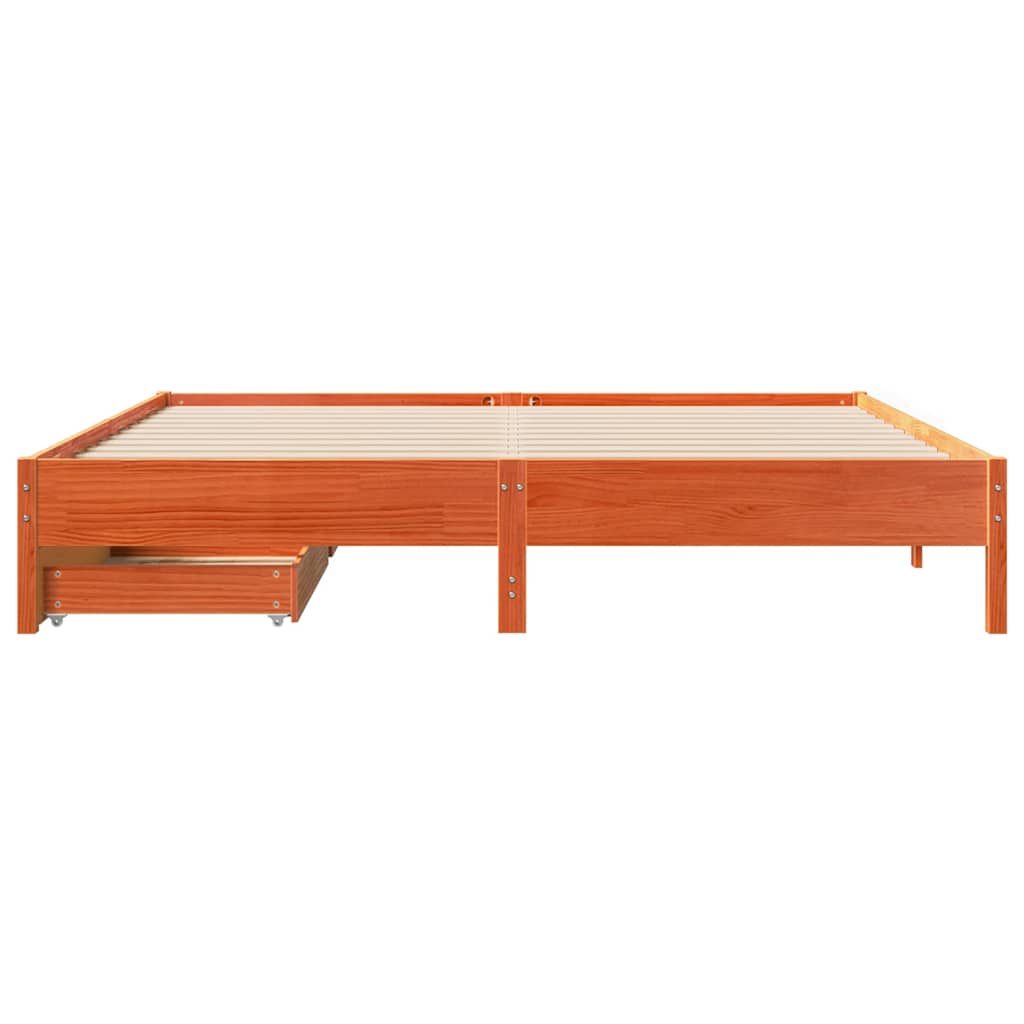Bedframe zonder matras massief grenenhout wasbruin 200x200 cm is nu te koop bij PeponiXL, paradijselijk wonen!