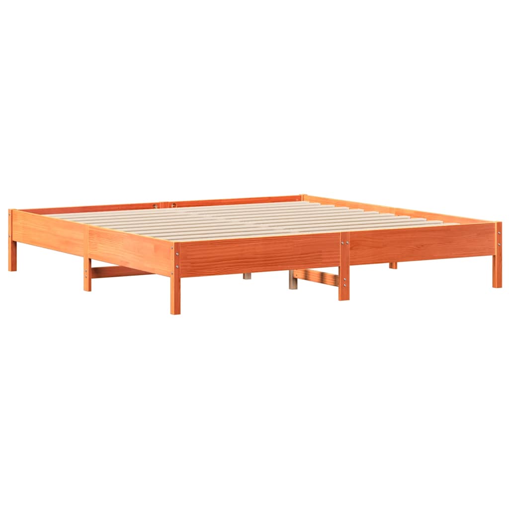 Bedframe zonder matras massief grenenhout wasbruin 200x200 cm is nu te koop bij PeponiXL, paradijselijk wonen!