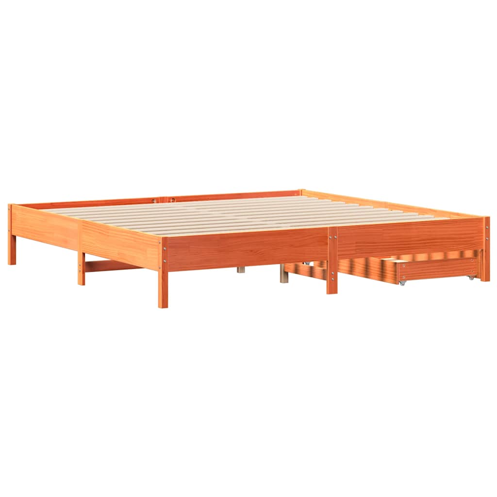 Bedframe zonder matras massief grenenhout wasbruin 200x200 cm is nu te koop bij PeponiXL, paradijselijk wonen!