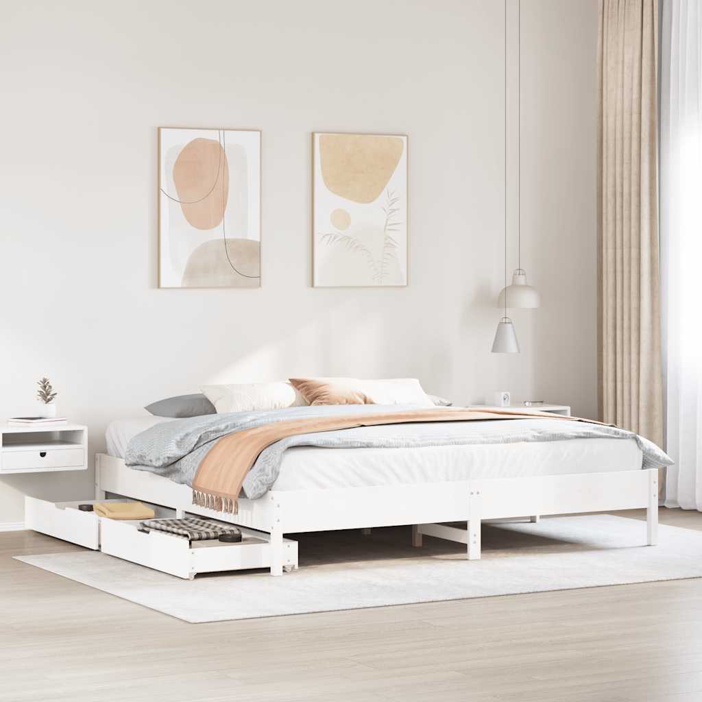 Bedframe zonder matras massief grenenhout wit 180x200 cm is nu te koop bij PeponiXL, paradijselijk wonen!