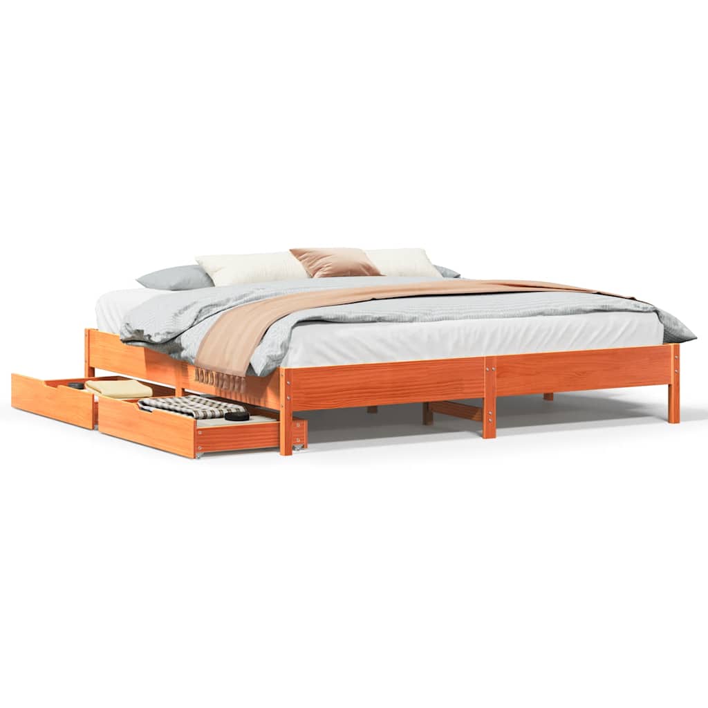 Bedframe zonder matras massief grenenhout wasbruin 180x200 cm is nu te koop bij PeponiXL, paradijselijk wonen!