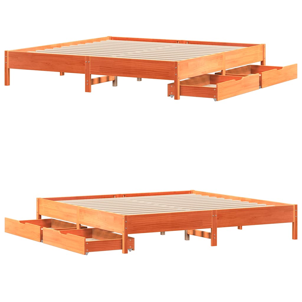 Bedframe zonder matras massief grenenhout wasbruin 180x200 cm is nu te koop bij PeponiXL, paradijselijk wonen!