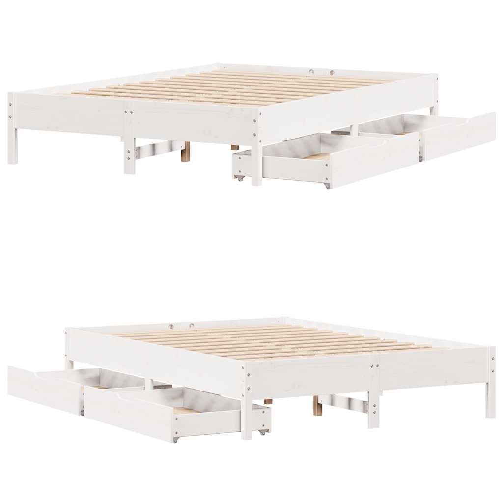 Bedframe zonder matras massief grenenhout wit 160x200 cm is nu te koop bij PeponiXL, paradijselijk wonen!