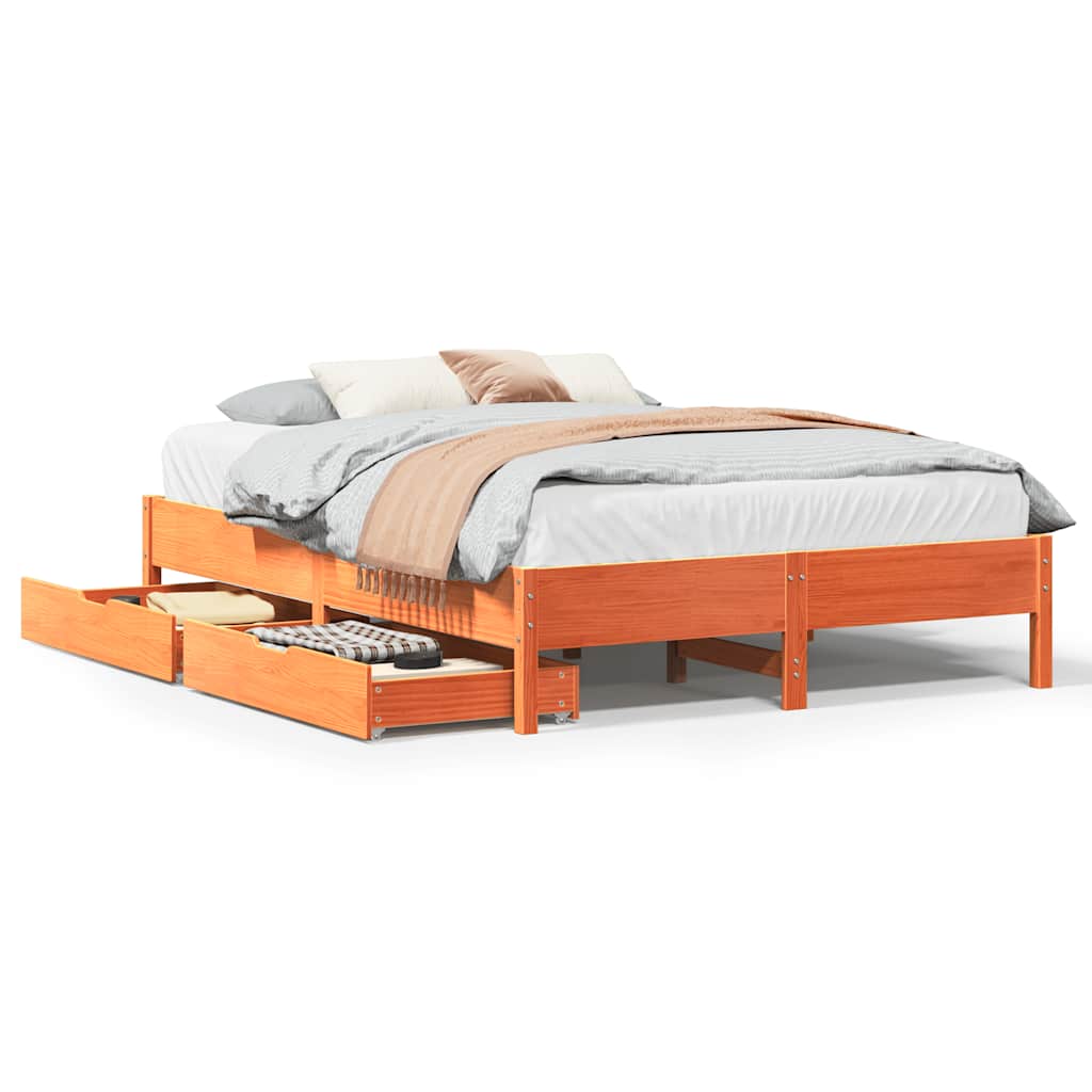 Bedframe zonder matras massief grenenhout wasbruin 160x200 cm is nu te koop bij PeponiXL, paradijselijk wonen!