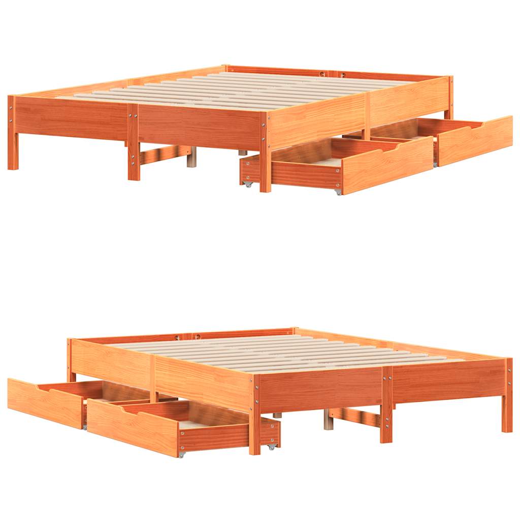 Bedframe zonder matras massief grenenhout wasbruin 160x200 cm is nu te koop bij PeponiXL, paradijselijk wonen!