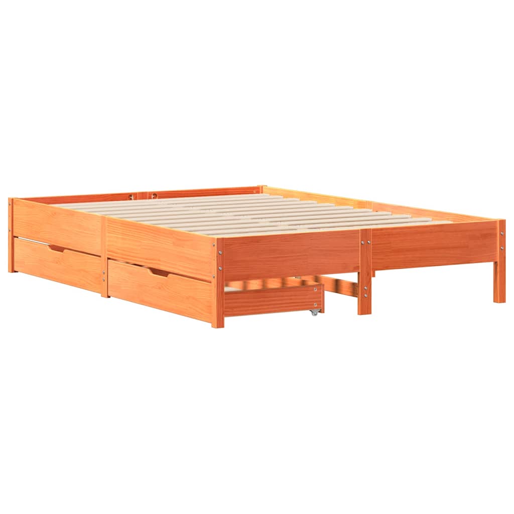 Bedframe zonder matras massief grenenhout wasbruin 150x200 cm is nu te koop bij PeponiXL, paradijselijk wonen!