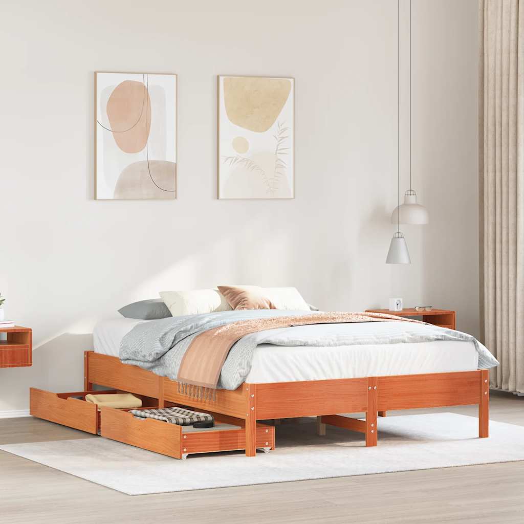 Bedframe zonder matras massief grenenhout wasbruin 150x200 cm is nu te koop bij PeponiXL, paradijselijk wonen!