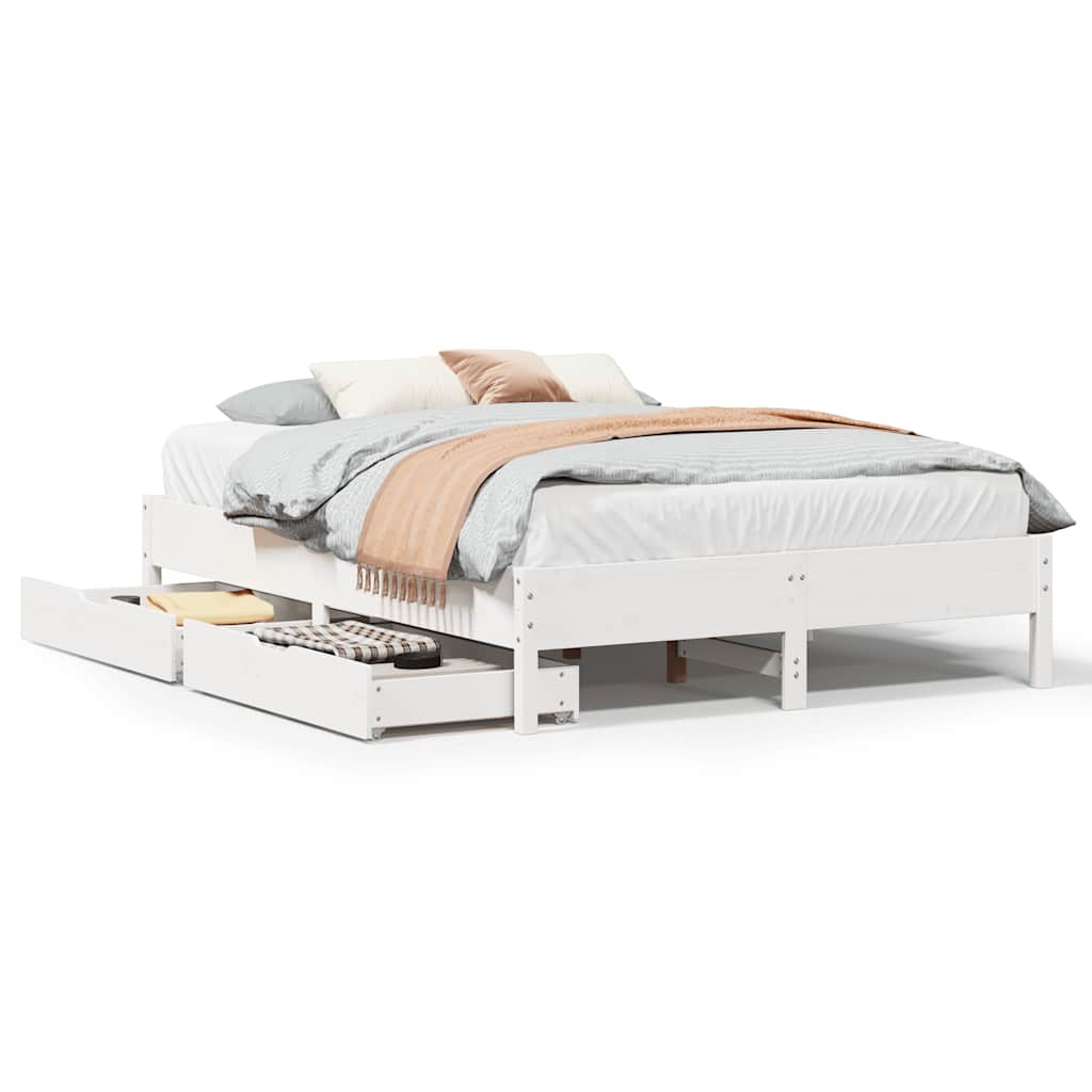 Bedframe zonder matras massief grenenhout wit 120x200 cm is nu te koop bij PeponiXL, paradijselijk wonen!
