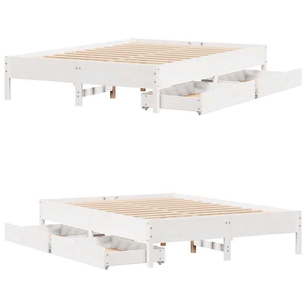 Bedframe zonder matras massief grenenhout wit 120x200 cm is nu te koop bij PeponiXL, paradijselijk wonen!