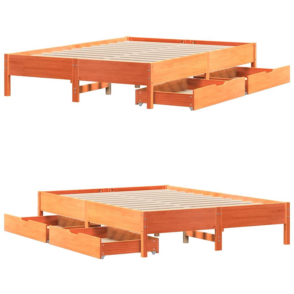 Bedframe zonder matras massief grenenhout wasbruin 120x200 cm is nu te koop bij PeponiXL, paradijselijk wonen!