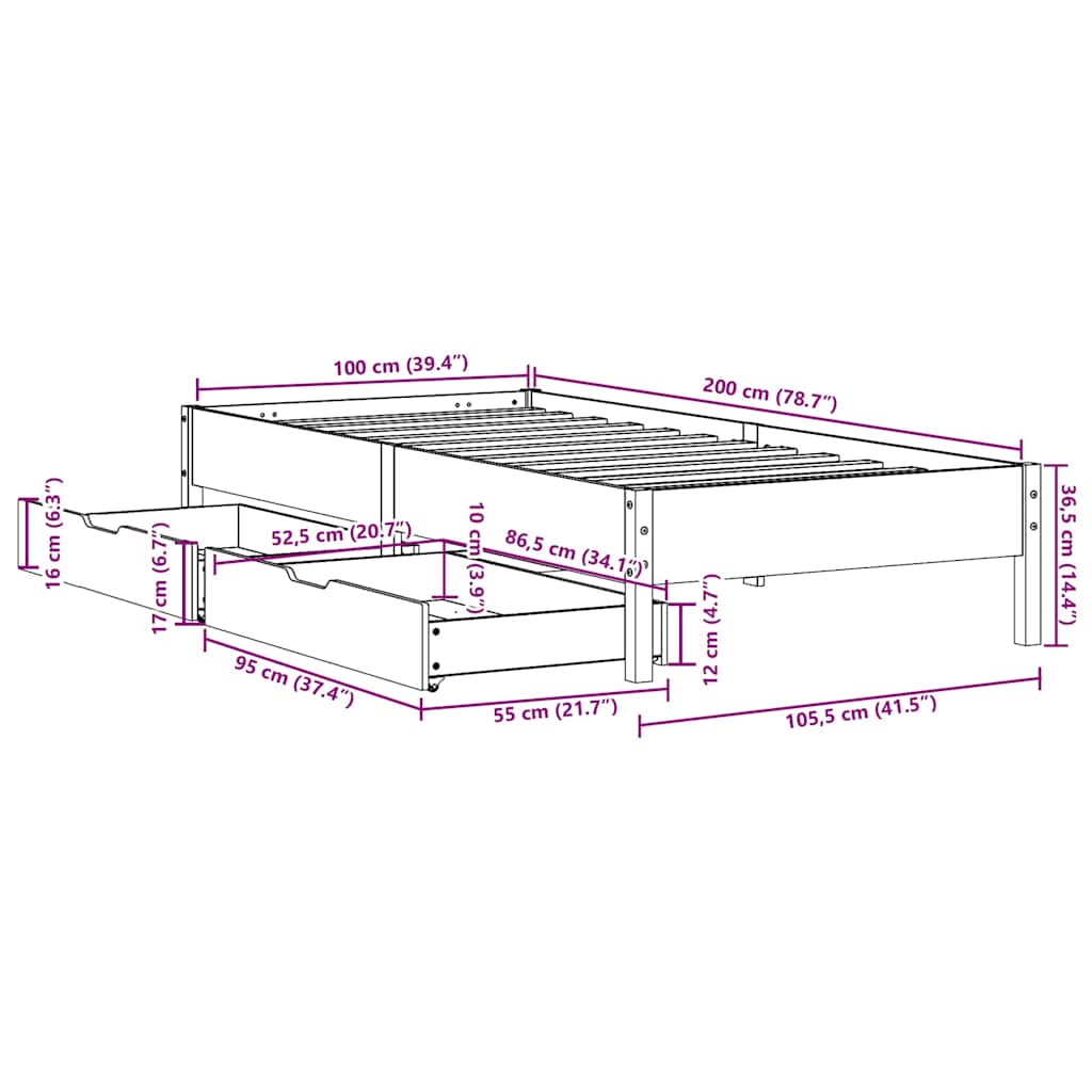 Bedframe zonder matras massief grenenhout wit 140x200 cm is nu te koop bij PeponiXL, paradijselijk wonen!