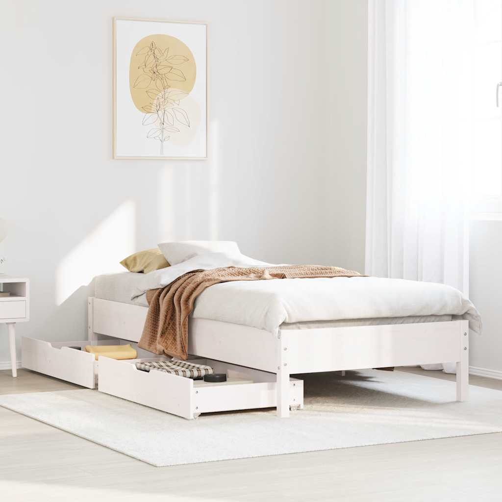 Bedframe zonder matras massief grenenhout wit 140x200 cm is nu te koop bij PeponiXL, paradijselijk wonen!