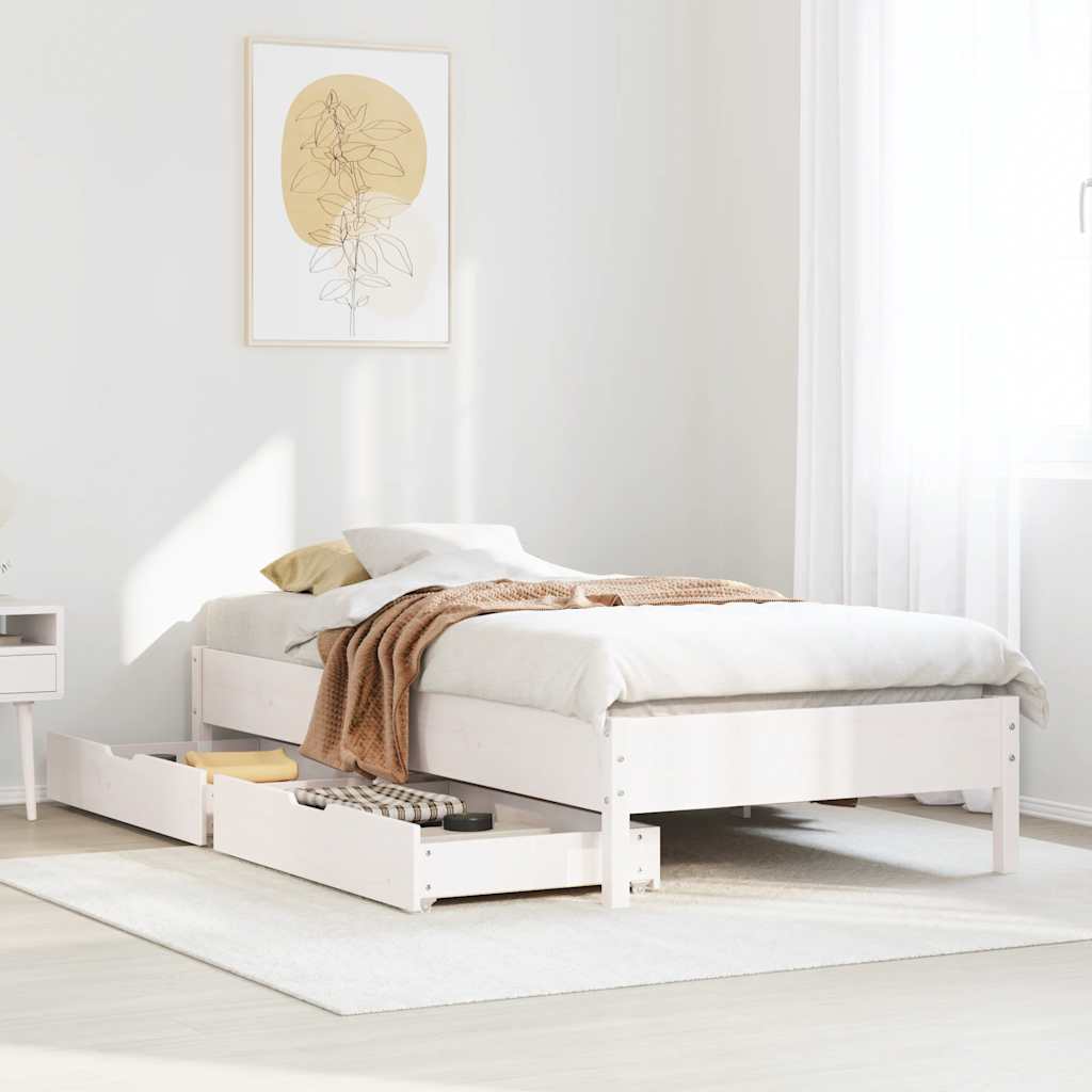 Bedframe zonder matras massief grenenhout wit 90x200 cm is nu te koop bij PeponiXL, paradijselijk wonen!