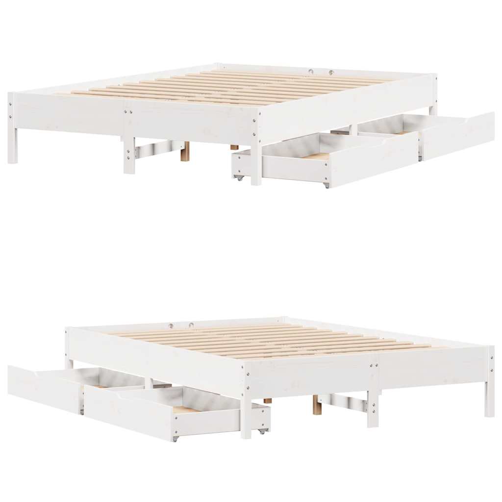 Bedframe zonder matras massief grenenhout wit 140x190 cm is nu te koop bij PeponiXL, paradijselijk wonen!