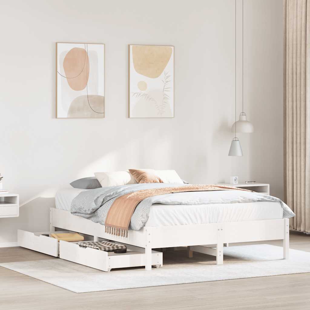 Bedframe zonder matras massief grenenhout wit 140x190 cm is nu te koop bij PeponiXL, paradijselijk wonen!
