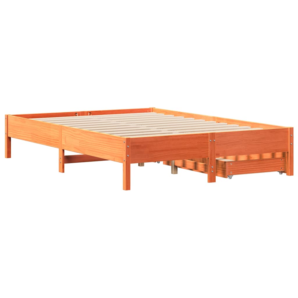 Bed met matras massief grenenhout wasbruin 140x190 cm is nu te koop bij PeponiXL, paradijselijk wonen!