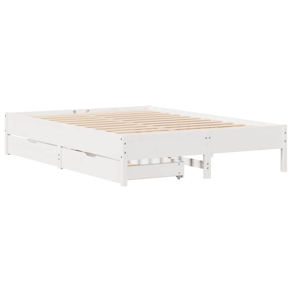 Bedframe zonder matras massief grenenhout wit 135x190 cm is nu te koop bij PeponiXL, paradijselijk wonen!