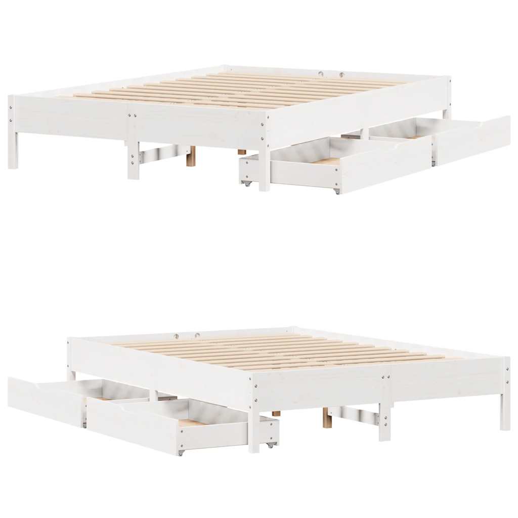 Bedframe zonder matras massief grenenhout wit 135x190 cm is nu te koop bij PeponiXL, paradijselijk wonen!