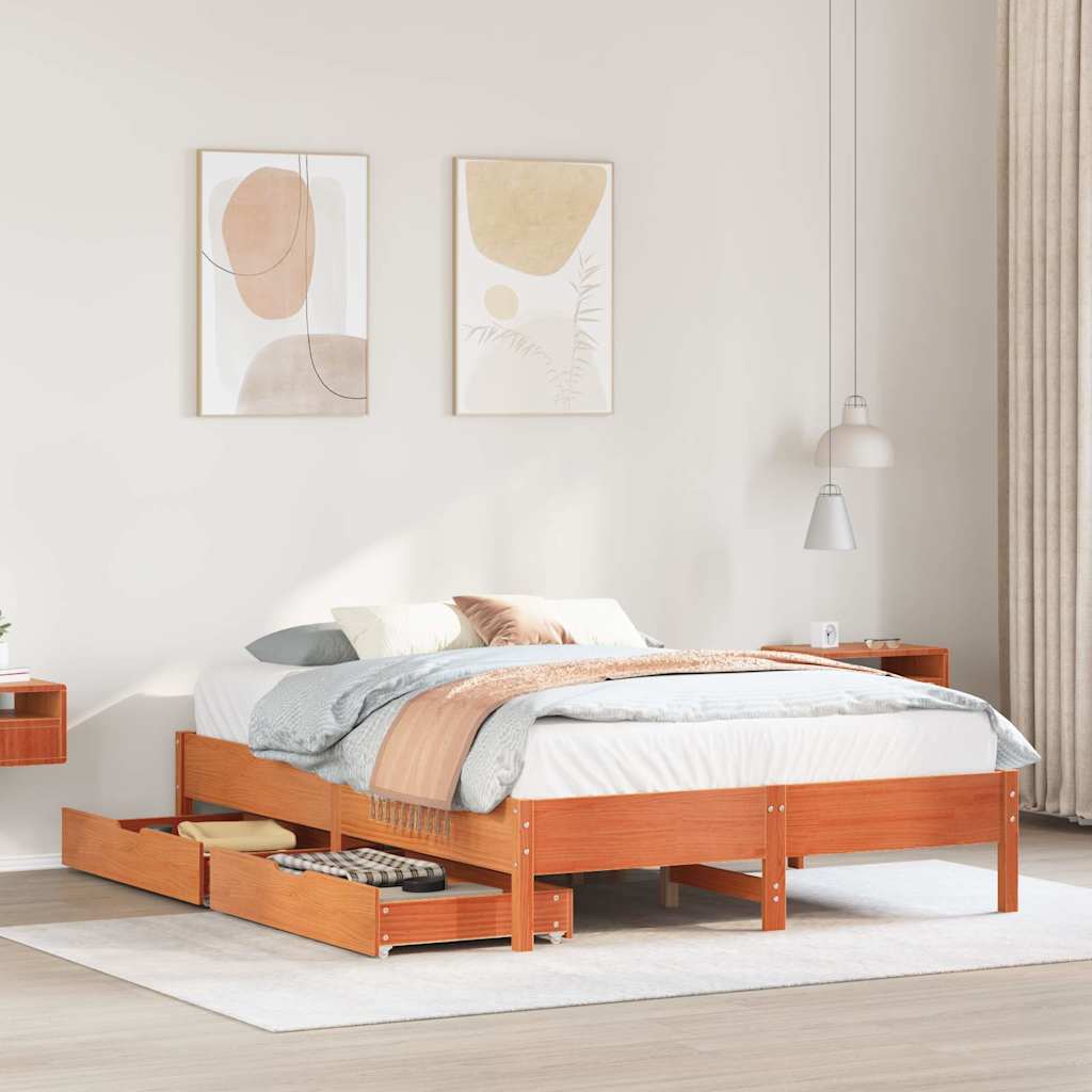 Bedframe zonder matras massief grenenhout wasbruin 120x190 cm is nu te koop bij PeponiXL, paradijselijk wonen!