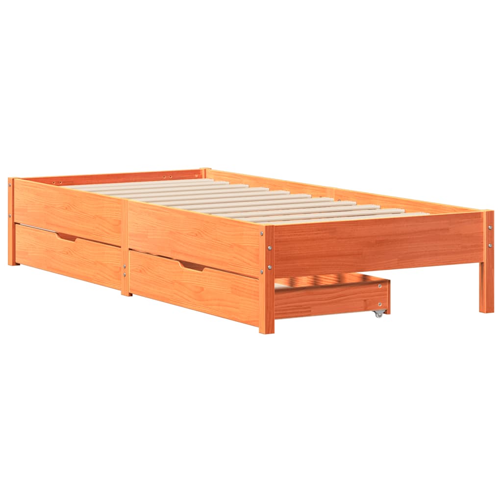 Bedframe zonder matras massief grenenhout wasbruin 90x190 cm is nu te koop bij PeponiXL, paradijselijk wonen!
