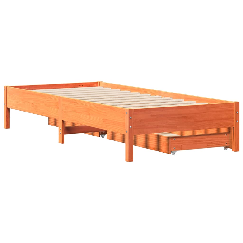 Bedframe zonder matras massief grenenhout wasbruin 90x190 cm is nu te koop bij PeponiXL, paradijselijk wonen!