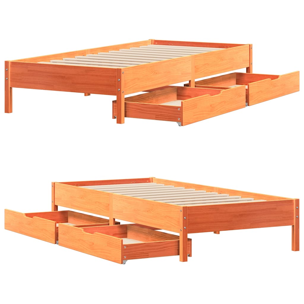 Bedframe zonder matras massief grenenhout wasbruin 90x190 cm is nu te koop bij PeponiXL, paradijselijk wonen!