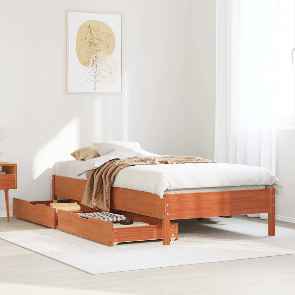 Bedframe zonder matras massief grenenhout wasbruin 90x190 cm is nu te koop bij PeponiXL, paradijselijk wonen!