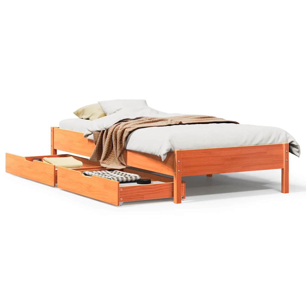 Bedframe zonder matras massief grenenhout wasbruin 75x190 cm is nu te koop bij PeponiXL, paradijselijk wonen!