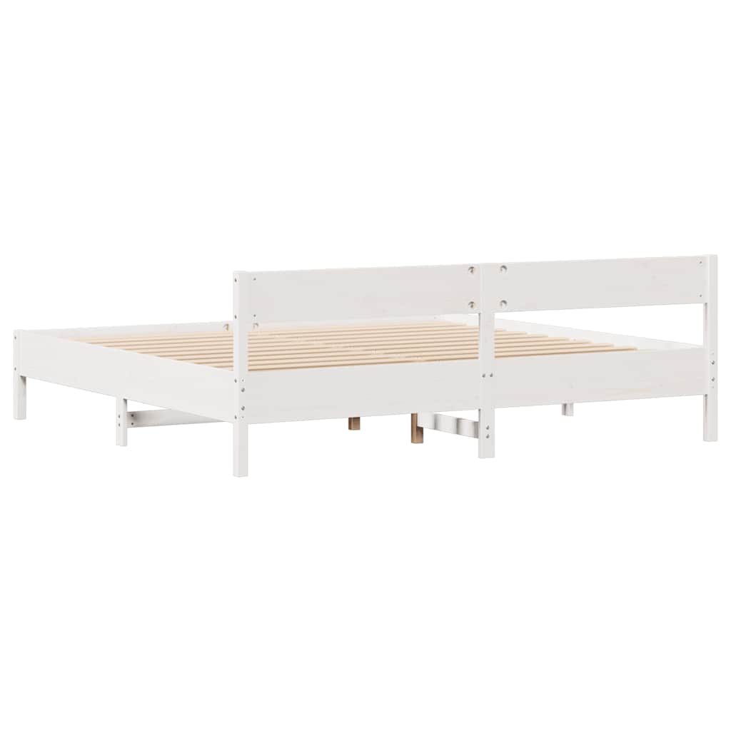 Bedframe zonder matras massief grenenhout wit 200x200 cm is nu te koop bij PeponiXL, paradijselijk wonen!